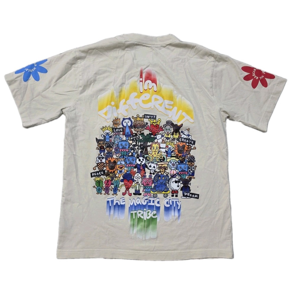 Vic Garcia World Mens Medium Cream Graphic T-Shirt The Magic City Tribe Pop Art